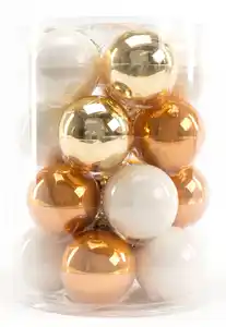 Trendline Weihnachtskugeln aus Glas Ø 6 cm wollweiß-gold-bernstein 20 Stück