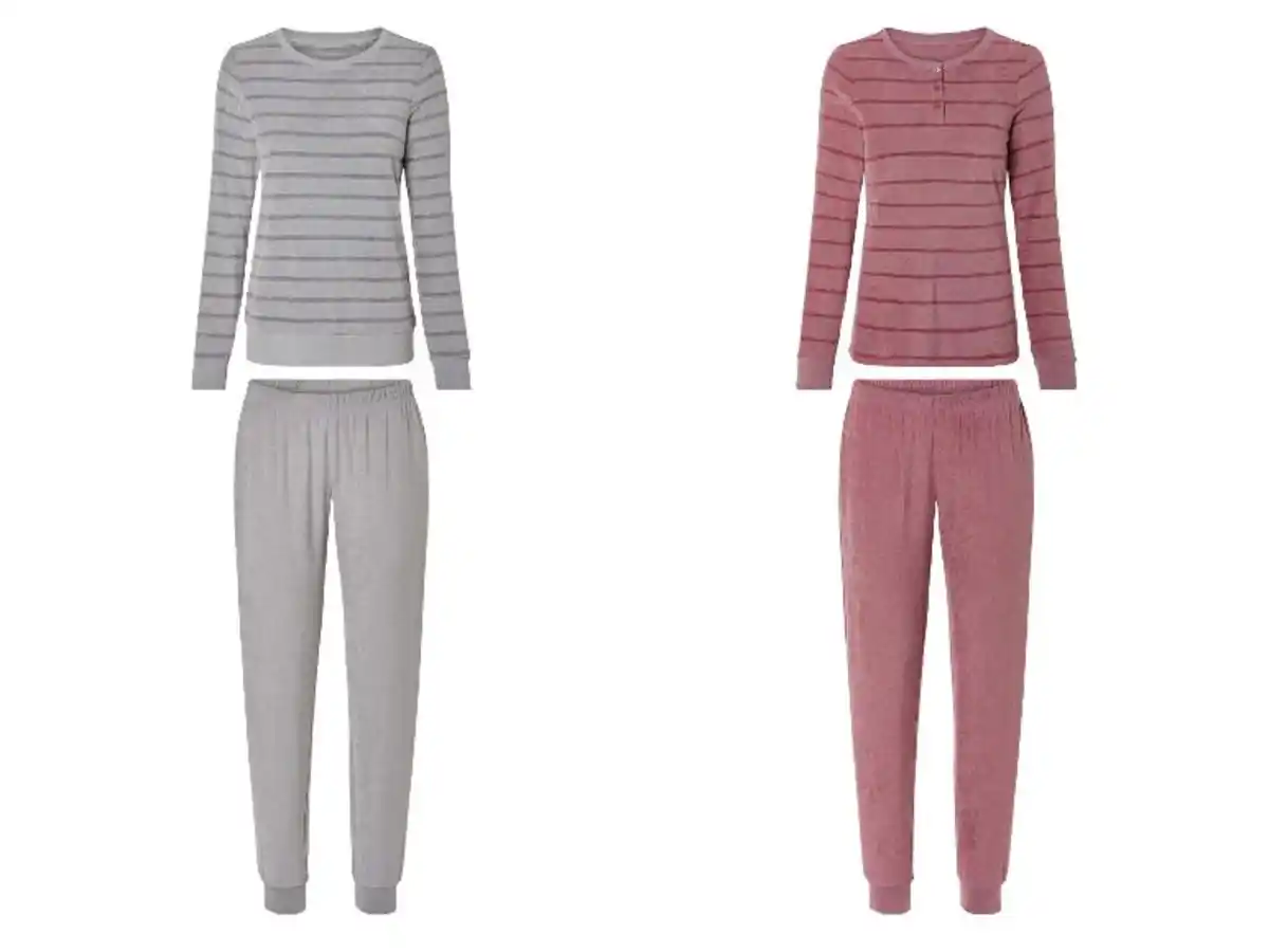 Bild 1 von esmara® Damen Frottee-Pyjama, lang, mit Baumwolle