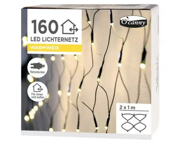 Bild 1 von O'canny Outdoor LED-Lichternetz warmweiß 2 x 1 m 160er