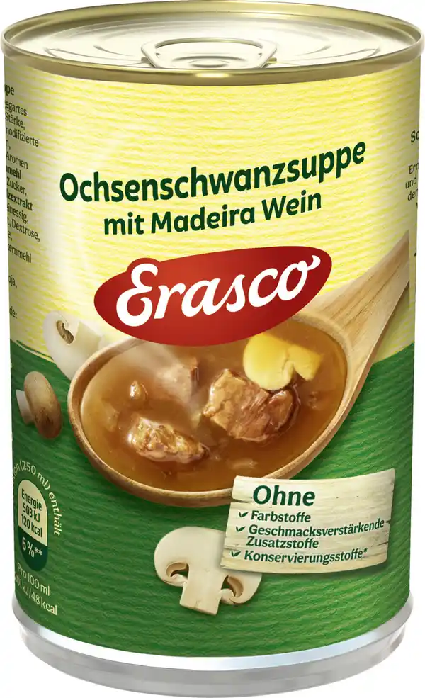 Bild 1 von Erasco Ochsenschwanz Suppe mit Madeira Wein 385ML