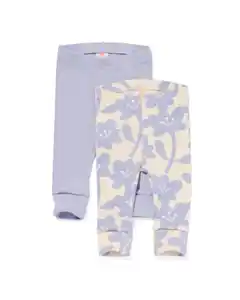 2er-Pack größenflexible Baby-Leggings, gerippt lila