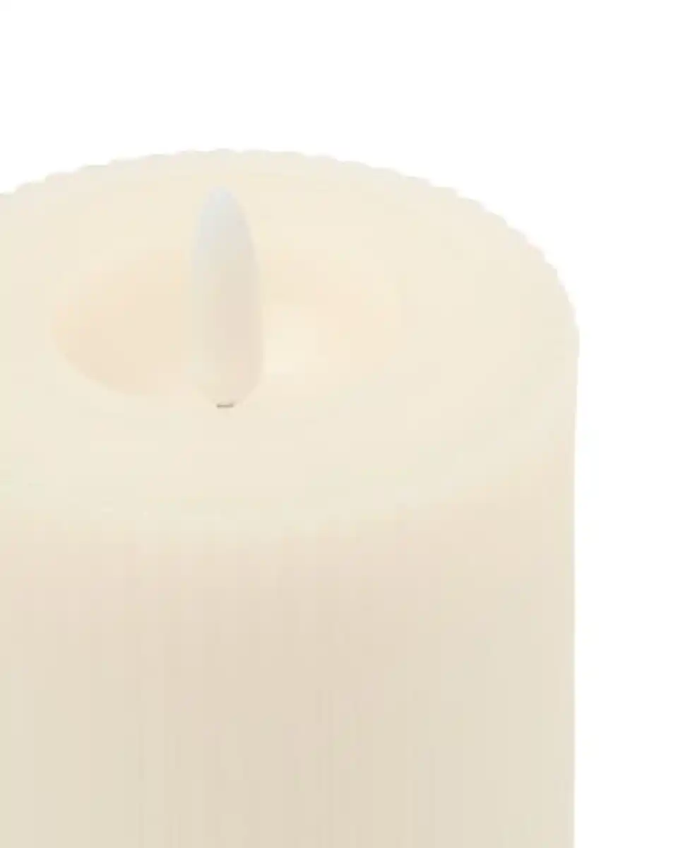 Bild 2 von LED-Kerze, gerippt, Kerzenwachs, Ø 7,5 x 12,5 cm, cremefarben