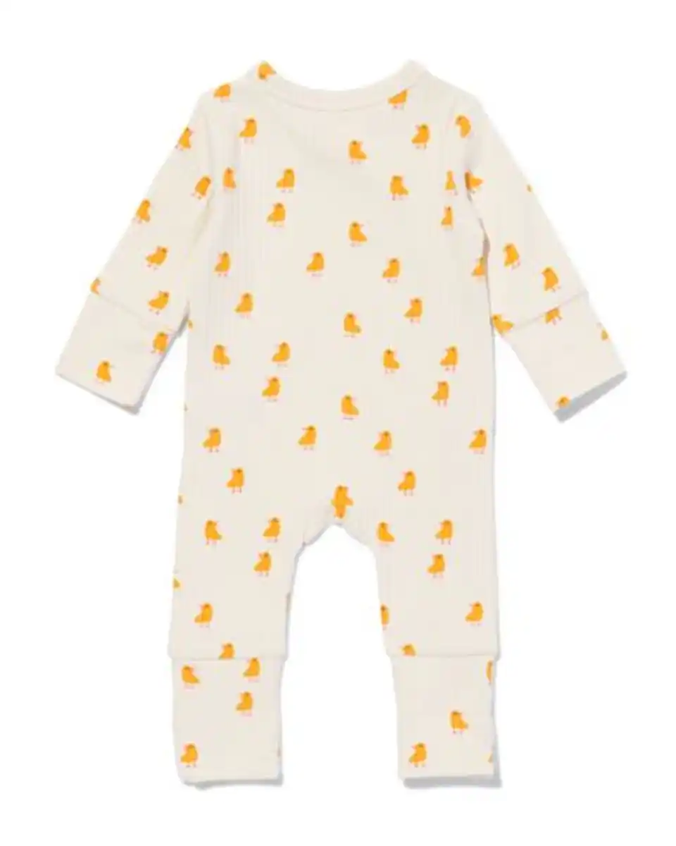 Bild 2 von größenflexibler Newborn-Strampler, Feinripp, mit Bambus/Elasthan, Enten eierschalenfarben
