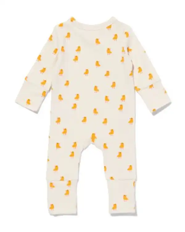 Bild 2 von größenflexibler Newborn-Strampler, Feinripp, mit Bambus/Elasthan, Enten eierschalenfarben
