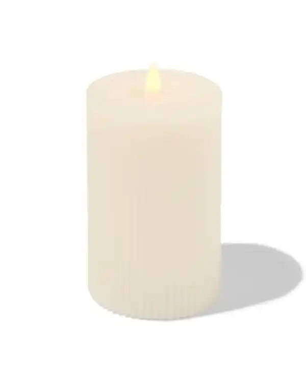Bild 4 von LED-Kerze, gerippt, Kerzenwachs, Ø 7,5 x 12,5 cm, cremefarben