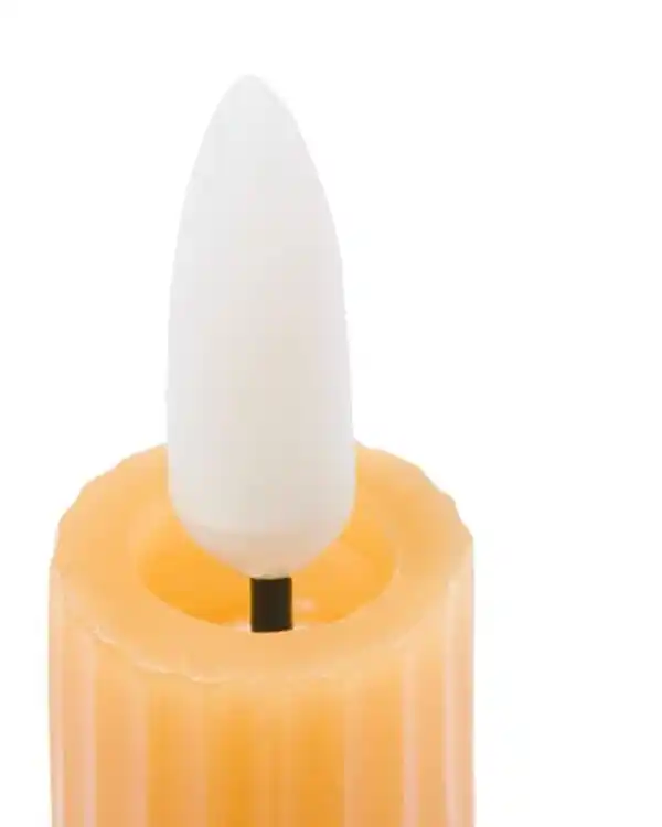 Bild 2 von LED-Kerze, gerippt, Kerzenwachs, Ø 2,3 x 28,3 cm, ockergelb