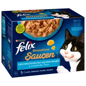 Purina Felix Sensations Soße Geschmacksvielfalt aus dem Wasser 12x85g