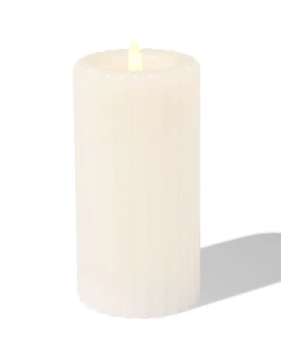 Bild 3 von Kerze, LED, gerippt, Elfenbeinfarben