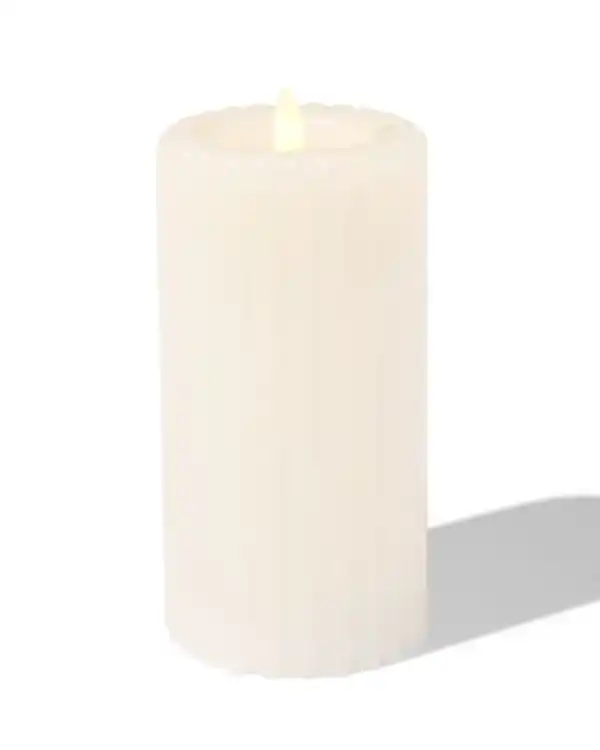 Bild 3 von Kerze, LED, gerippt, Elfenbeinfarben