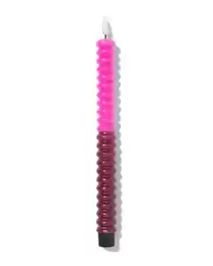 Kerze LED gerippt rosa/dunkelrot