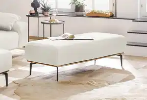 W.SCHILLIG Polsterhocker run, mit Holzsockel, Füße in Schwarz pulverbeschichtet, Breite 150 cm