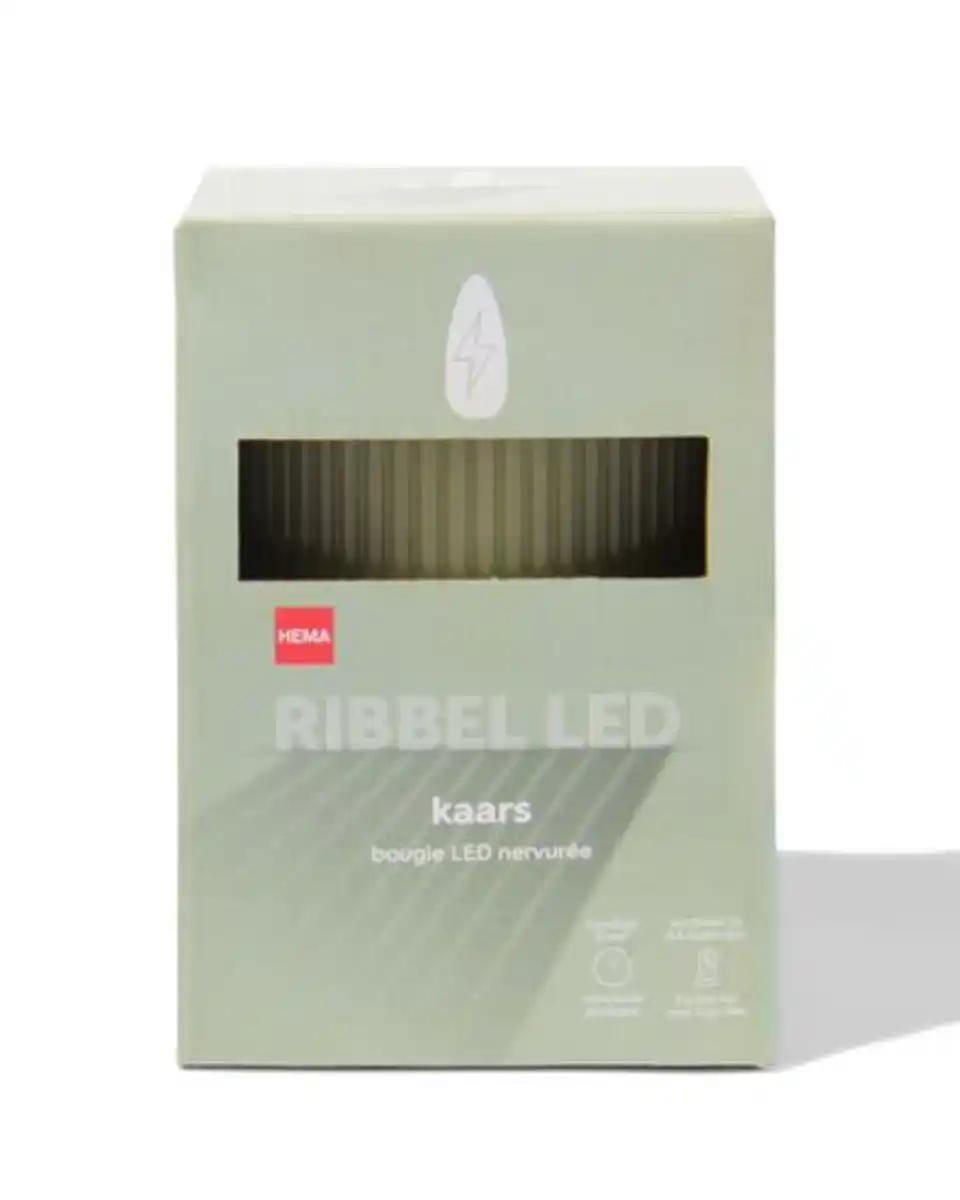 Bild 3 von LED-Kerze, gerippt, Kerzenwachs, Ø 7,5 x 10 cm, hellgrün