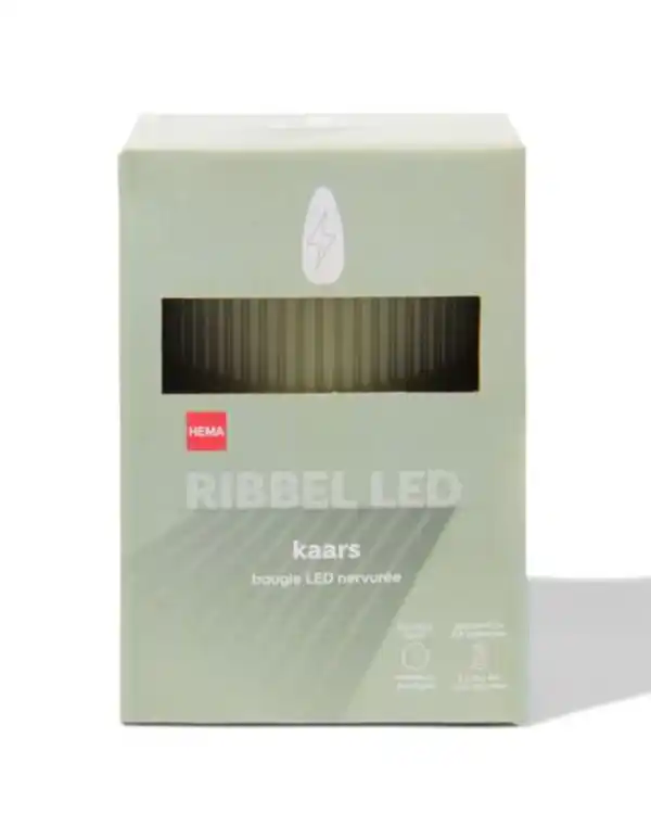 Bild 3 von LED-Kerze, gerippt, Kerzenwachs, Ø 7,5 x 10 cm, hellgrün