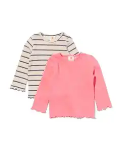 Baby-T-Shirts, gestreift, 2 Stück rosa