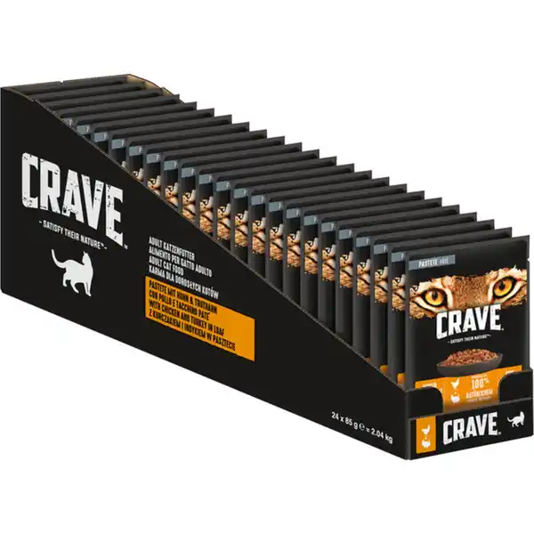 Bild 1 von Crave Katzenfutter Portionsbeutel Pastete mit Huhn & Truthahn, 24er Pack