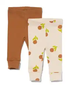 2er-Pack größenflexible Baby-Leggings, gerippt ecru