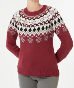 Pullover Norwegermuster Janina, Rundhalsausschnitt, weinrot