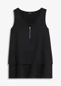 Top mit Zipper aus nachhaltige Viskose, 40/42, Schwarz