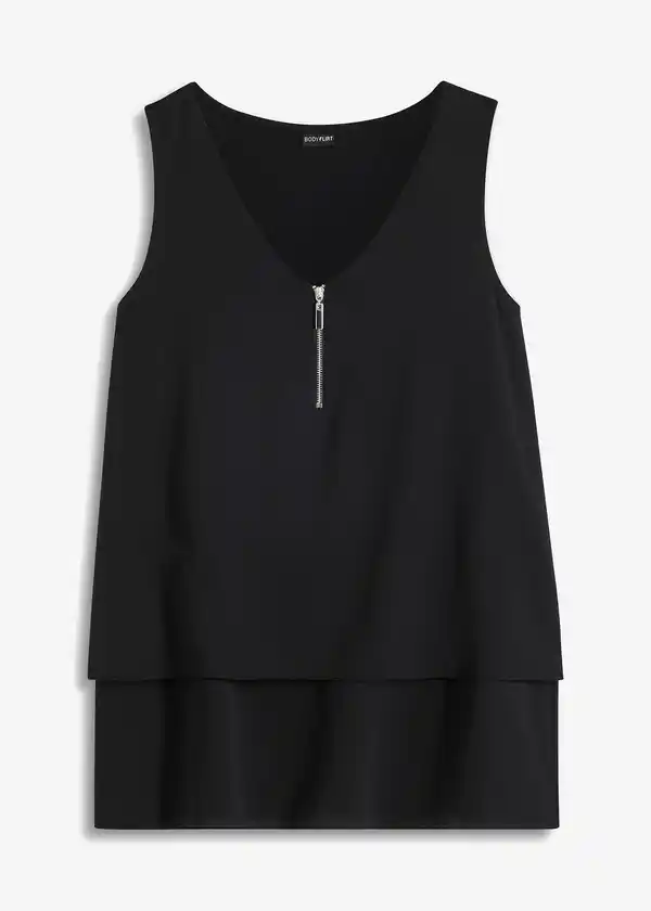 Bild 1 von Top mit Zipper aus nachhaltige Viskose, 40/42, Schwarz