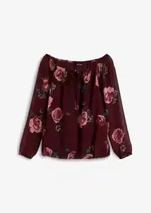 Bluse mit Tunnelzug, 42, Rot