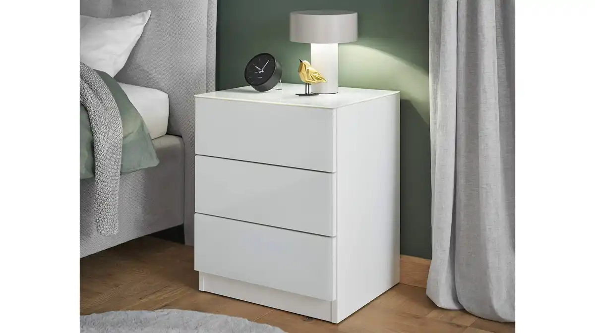 Bild 1 von Nachttisch weiß - Glasfront - 46 x 40 cm - SHARD