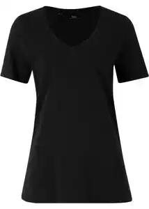 T-Shirt mit tiefem V-Ausschnitt mit Bio-Baumwolle, 56/58, Schwarz
