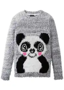 Flauschiger Mädchen Strickpullover, 164/170, Grau
