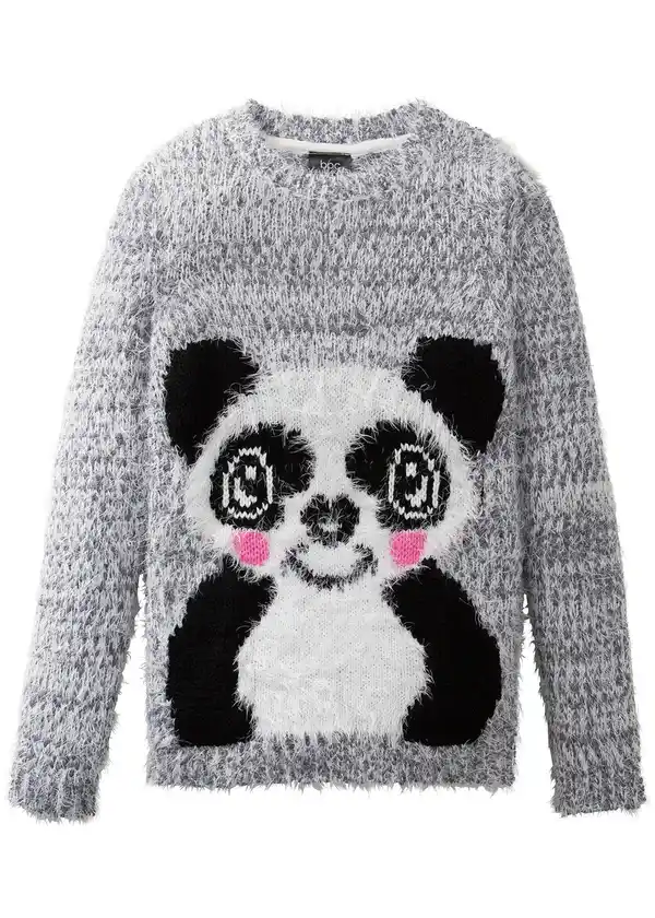Bild 1 von Flauschiger Mädchen Strickpullover, 164/170, Grau