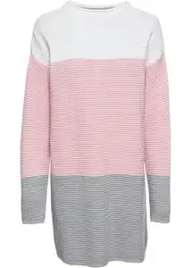 Gestreifter Long-Pullover, 36/38, Weiß