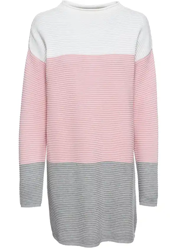Bild 1 von Gestreifter Long-Pullover, 36/38, Weiß