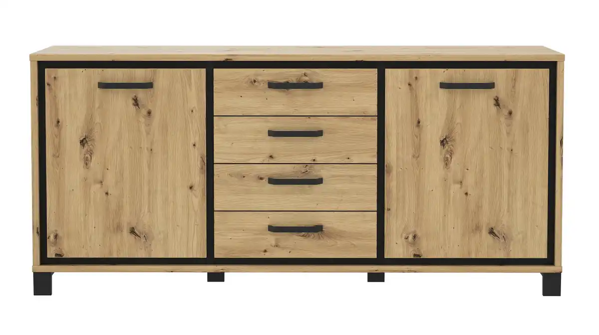 Bild 1 von Sideboard 2 türig Artisan Eiche - Metall schwarz 178 cm - TRONDHEIM