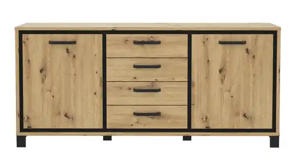 Bild 1 von Sideboard 2 türig Artisan Eiche - Metall schwarz 178 cm - TRONDHEIM