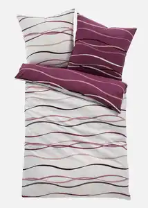 Wendebettwäsche mit Wellen, 1 (1x 80/80cm, 1x 135/200cm), Lila
