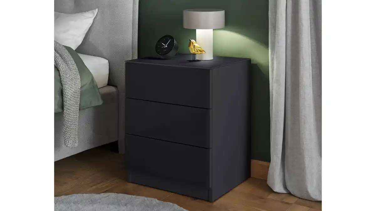 Bild 1 von Nachttisch graphit - Glasfront - 46 x 40 cm - SHARD