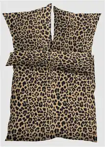 Bettwäsche mit Leoparden Design, 1 (1x 80/80 cm, 1x 135/200 cm), Braun