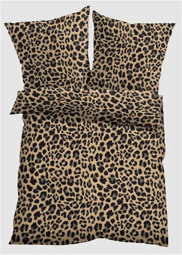 Bild 1 von Bettwäsche mit Leoparden Design, 1 (1x 80/80 cm, 1x 135/200 cm), Braun