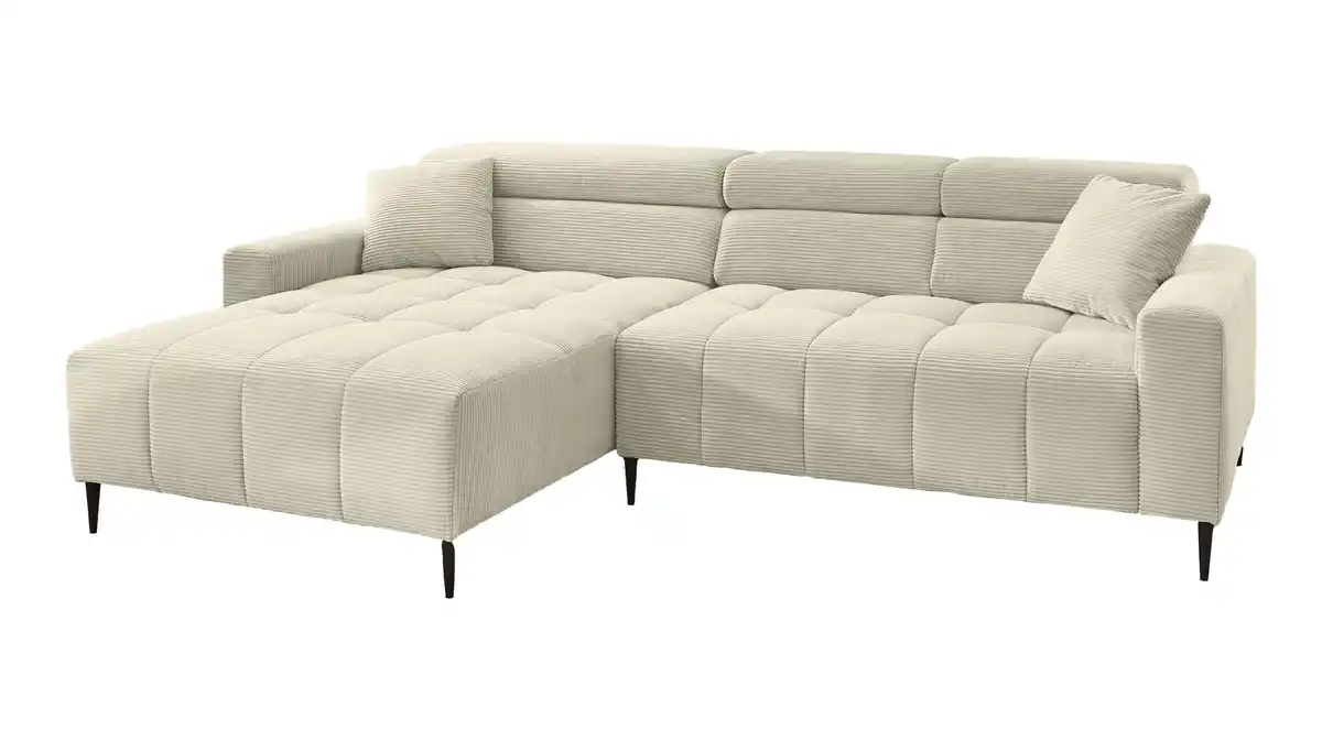 Bild 1 von Ecksofa Cord beige - 256 x 180 cm - SIMPLE