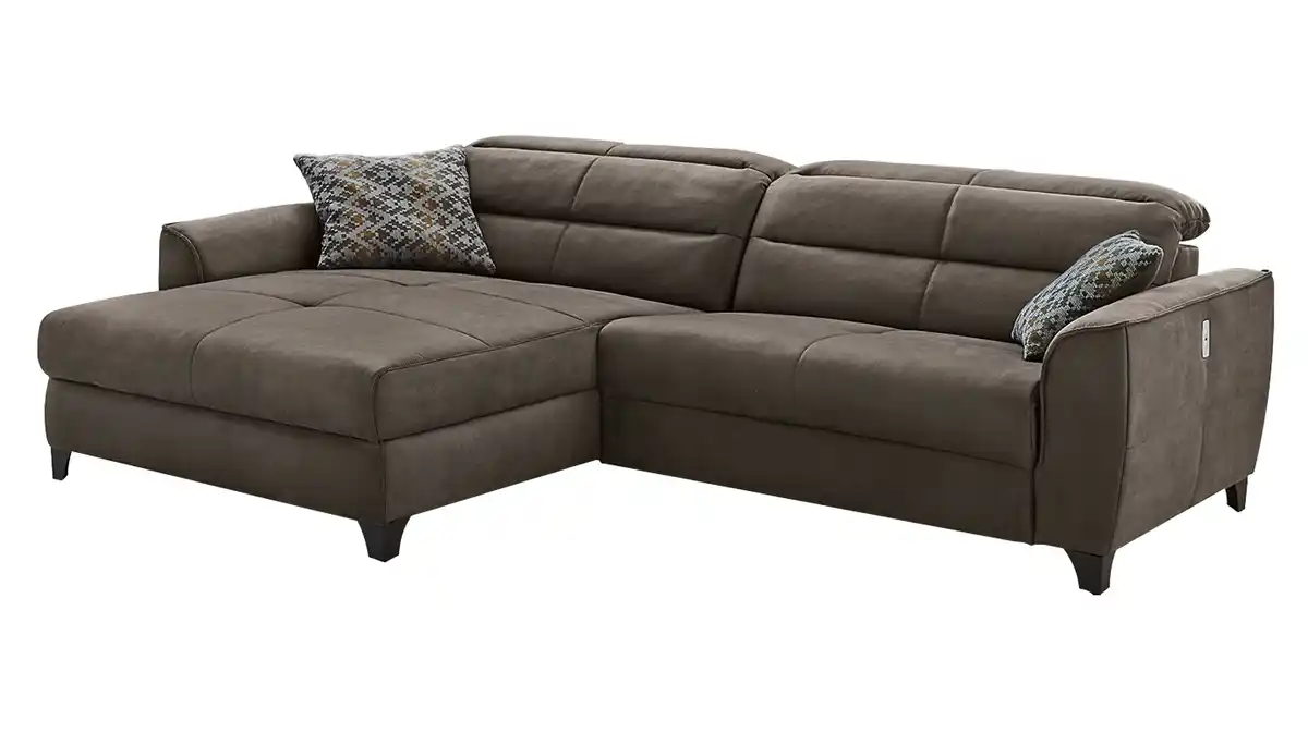 Bild 1 von Ecksofa mit Relaxfunktion braun 289 x 184 cm - DOUBLE-ONE