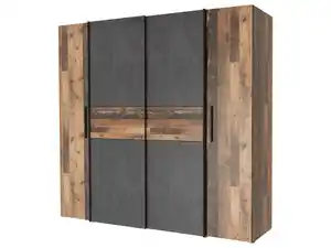Kleiderschrank Old Wood - grau - 200 cm - KALIXTUS
