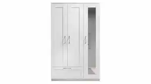 Kleiderschrank mit Spiegel - weiß - 117 cm - SALIAS