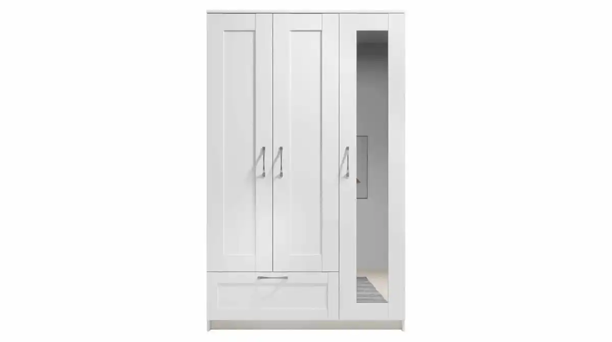 Bild 1 von Kleiderschrank mit Spiegel - weiß - 117 cm - SALIAS
