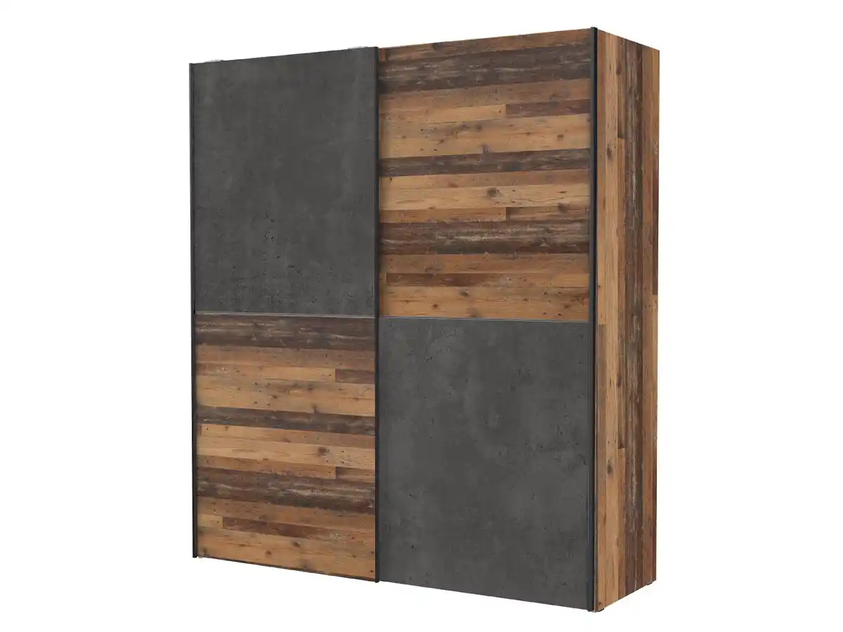 Bild 1 von Schwebetürenschrank Old Wood - grau 170 cm - DEDERIK