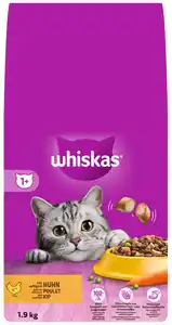 WHISKAS Trockenfutter für Katzen, 1,9-kg-Packg.