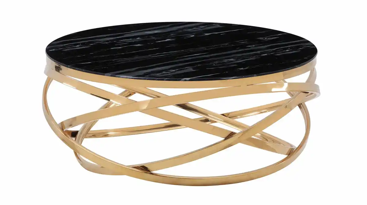 Bild 1 von Couchtisch Glas Marmor-Optik goldfarben 90 x 90 cm - GALINA