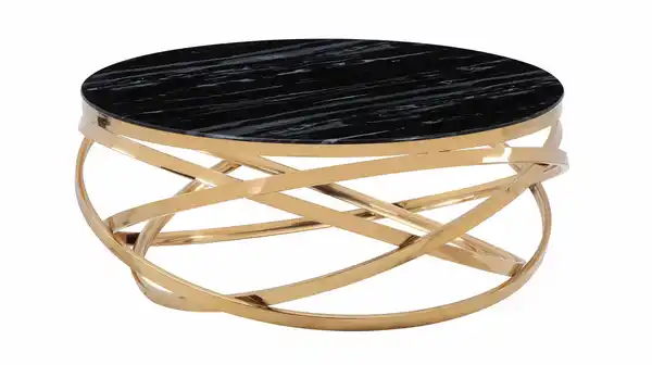 Bild 1 von Couchtisch Glas Marmor-Optik goldfarben 90 x 90 cm - GALINA