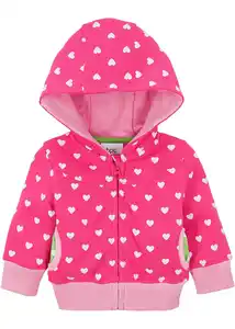 Baby Sweatjacke mit Kapuze Bio Baumwolle, 56/62, Pink