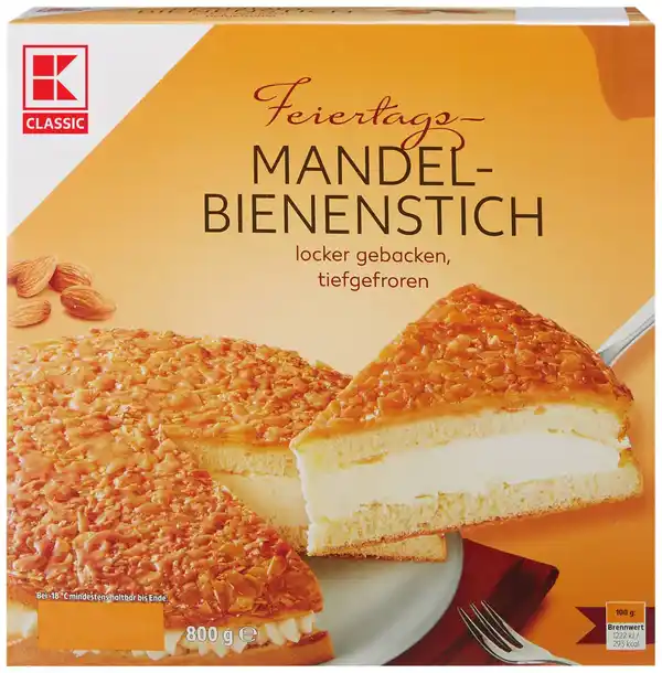 Bild 1 von K-CLASSIC Feiertags-Mandel- Bienenstich, 800-g-Packg.