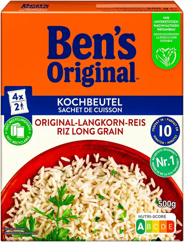 Bild 1 von BEN'S ORIGINAL Reis im Kochbeutel, 4 Btl. = 500-g-Packg.