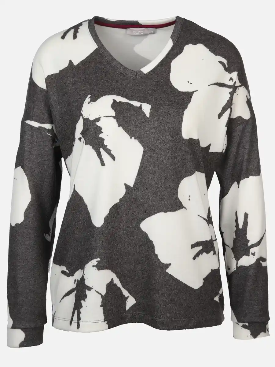 Bild 1 von Damen Flauschshirt mit V-Ausschnitt Grau