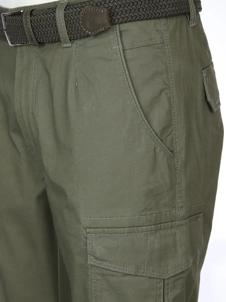 Bild 4 von Herren Cargohose mit Flechtgürtel Oliv